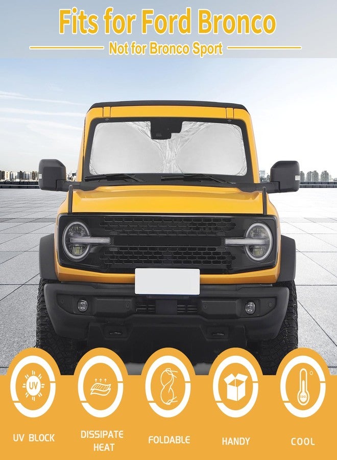 UKTOP for Ford Bronco Windshield Sun Shade for Bronco 2021-2023 2024 2025 2026 (Not for Bronco Sport)- 4 Layers Window Shades 4 Door 2 Door Sunshade Visor Protector 240T Foldable Block UV Ray - Image 2